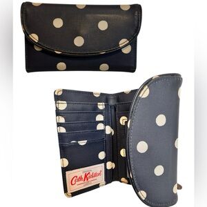 Cath Kidston Black & White Polka Dot Trifold Wallet Unisex Travel On the Go